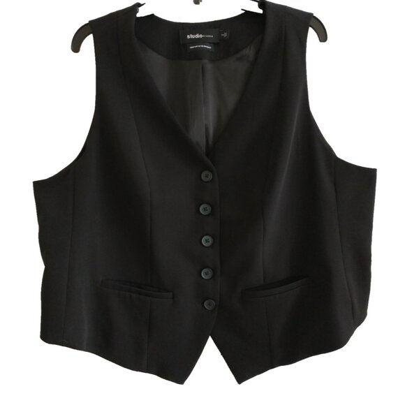Sold_Sold_Sold!! Torrid Studio Button Vest Luxe Ponte Tailored Women’s Black- 2X - Picture 2 of 9